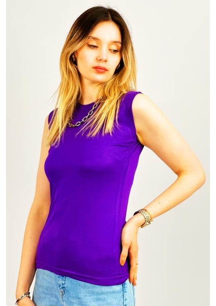 Kadın Sıfır Kol Bisiklet Yaka Body