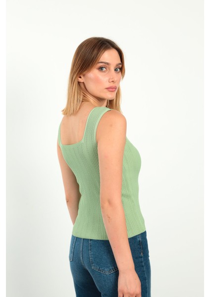 Kadın Kare Yaka Triko Atlet 5261