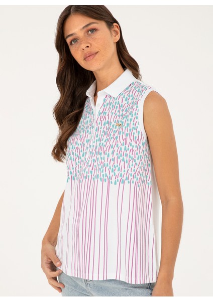 Beyaz Kadın Slim Fit Polo T-Shirt Gua modelleri