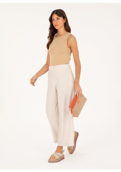 Lastikli Bel Normal Taş Kadın Pantolon Vıper