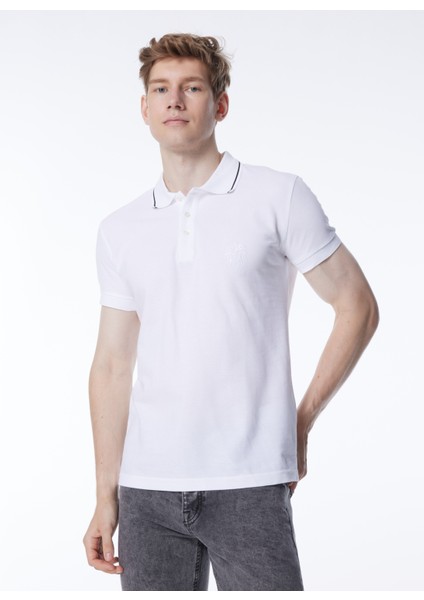 Düz Beyaz Erkek Polo T-Shirt 24EU1P0F101P420_POLO T-Shirt