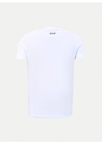 Bisiklet Yaka Baskılı Beyaz Erkek T-Shirt 24EU1P0F011P400_T-SHIRT