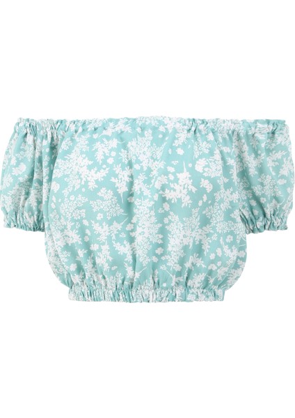 Kare Yaka Desenli Çok Renkli Kadın Bluz SPBF4SL-BLZ5570