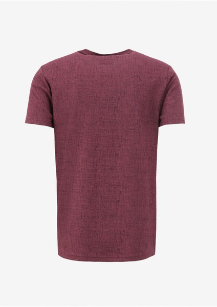 Bisiklet Yaka Jakarlı Bordo Erkek T-Shirt F4SM-TST 0945