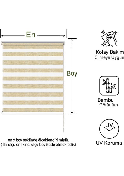 Soft Bamboo Krem Beyaz Kırçıllı Zebra Perde ( Etek Düz )