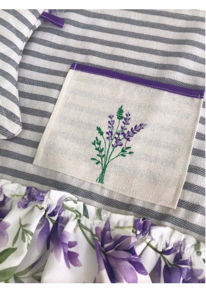 Lavanta Nakışlı, Fırfırlı, Buldan Keten Fırın Önlüğü (Örtüsü) ve Eldiveni fiyatları