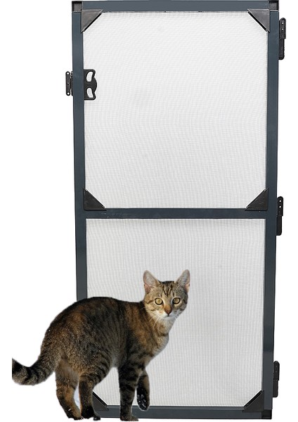 Menteşeli Yırtılmaz Kapı Kedi Sinekliği (Pet Tül) Antrasit 90X210 Cm. Özel Ölçü Verebilirsiniz.