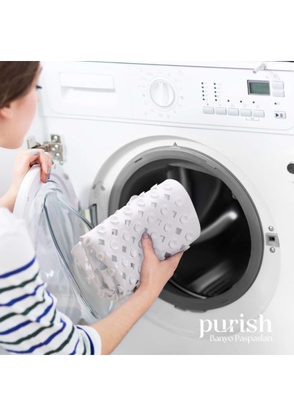 | Banyo Duş Küvet Için Vantuzlu Kaydırmaz, Su Drenajlı, Masaj Noktalı Paspas - Mat Beyaz - 53 x 53cm