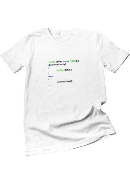Coffee Yazılımcı Mühendis Java Eğlenceli Hediyelik Beyaz Unisex T-Shirt