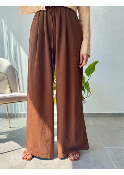Keten Karışımlı Pantolon Kahve modelleri
