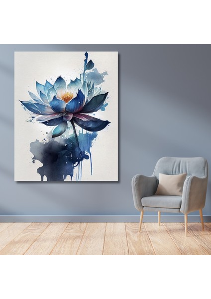 Sayılarla Boyama Hobi Seti Renkli Baskılı (Çerçeveli) 40X50 Cm: Mavi Lotus Çiçeği