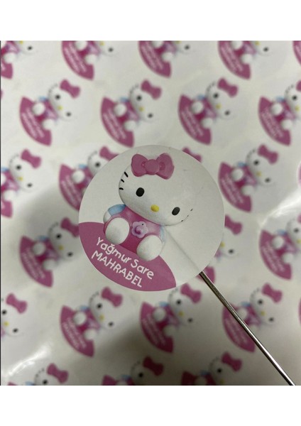 Okul Etiketi, Kalem Defter Etiketi - Hello Kitty - 100 Adet 3cm Opak Sticker modelleri