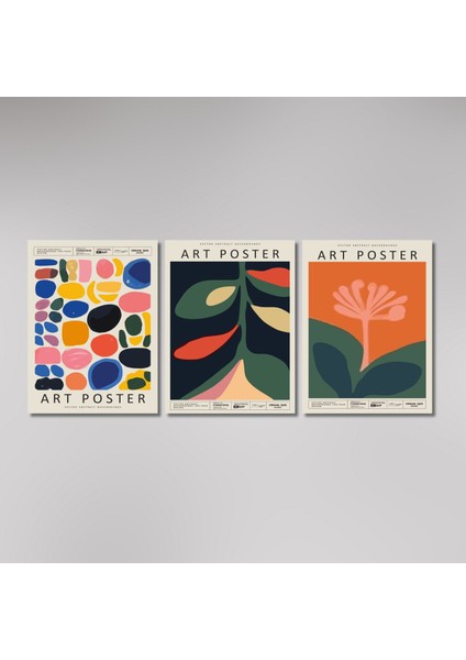 3'lü Kanvas Duvar Tablosu Renkli Art Poster Tasarımı indirimleri