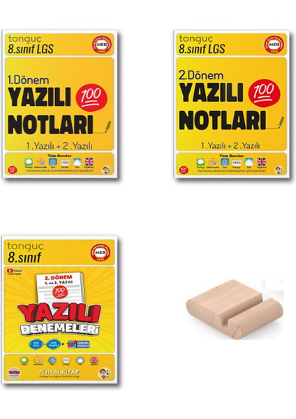 Tonguç 8. Sınıf Yazılı Notları ve Yazılı Denemeleri / 1. ve 2. Dönem / 3 Lü Set / + Telefon Standı..!