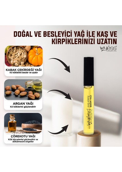 Organik Kaş Kirpik Bakım Yağı-Serumu Lavanta Yağı, Biberiye Yağı, E /a Vitaminli + 35 Yağ 14 ml