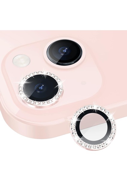 Apple iPhone 13 ve 13 Mini Taşlı Gösterişli Kamera Koruyucu Darbelere ve Çizilmelere Karşı Korur
