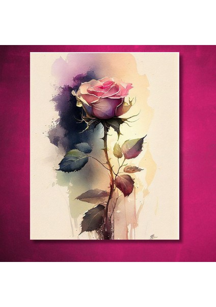 Sayılarla Boyama Hobi Seti Renkli Baskılı (Çerçeveli) 40X50 Cm: Pembe Gül
