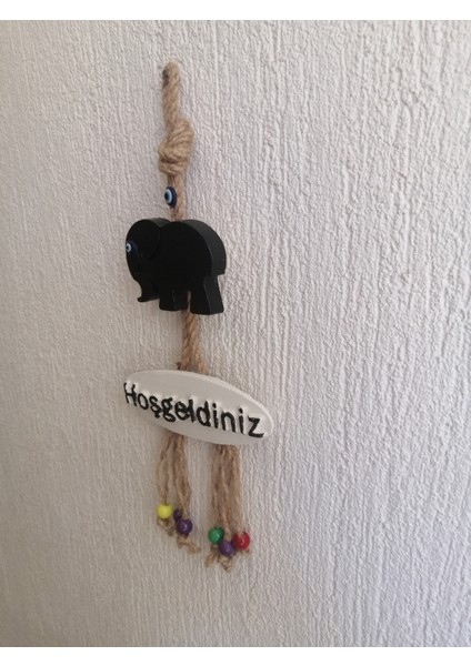 Siyah Fil Dekoratif Hoşgeldiniz Kapı Duvar Süsü