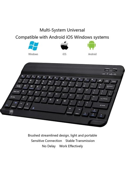 Samsung Galaxy Tab A8 Wifi X200 Uyumlu Kablosuz Bluetooth Şarj Edilebilir Mini Q Klavye - Siyah