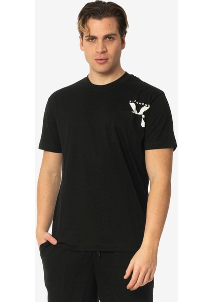 Bisiklet Yaka Siyah Erkek T-Shirt UMP24048TS