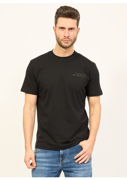 Bisiklet Yaka Siyah Erkek T-Shirt UMP24014TS