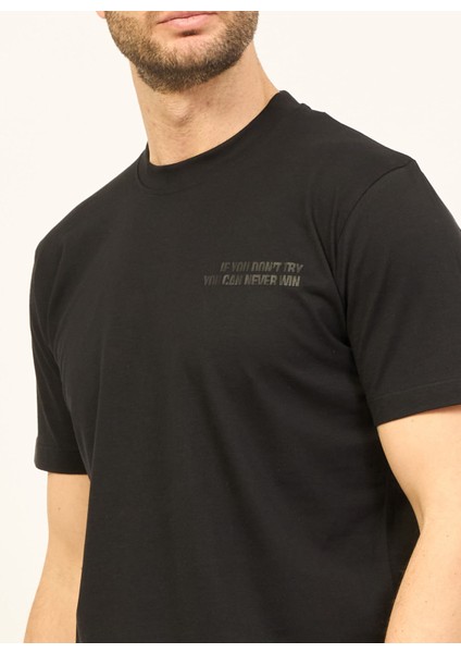 Bisiklet Yaka Siyah Erkek T-Shirt UMP24014TS fırsatları