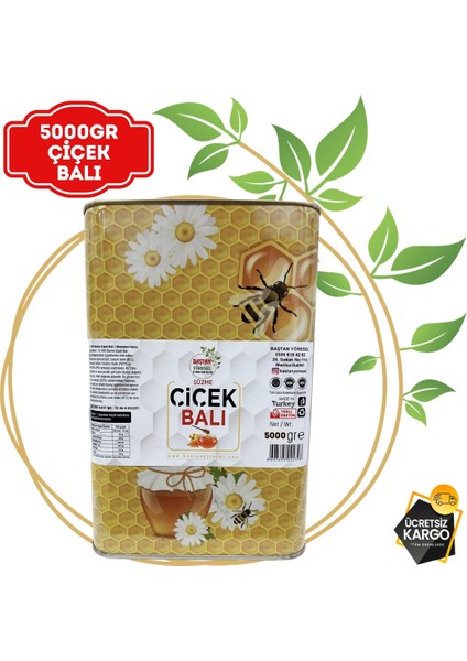 Baştan Yöresel 5kg Teneke Yayla Çiçek Balı