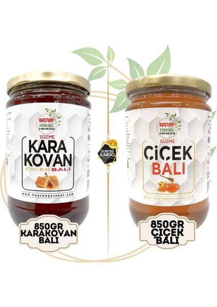 Baştan Yöresel 850GR Karakovan Süzme ve 850GR Çiçek Balı