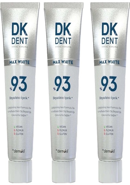 %93 Max Beyazlık Diş Macunu 75ml X 3 Adet
