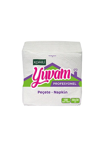 Yuvam - Peçete 30 x 30 T. K. 17 gr 1/4 100 Lü (1 x 24 Ad. ) Komili Yuvam Prf 110008