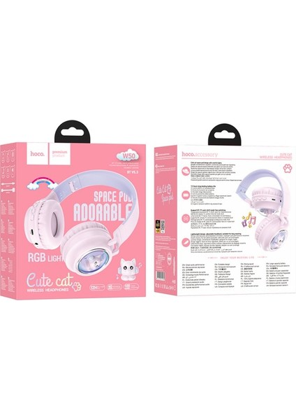 W50 Cute Fun Bt Rgb Kablosuz Kafaüstü Kulaklık