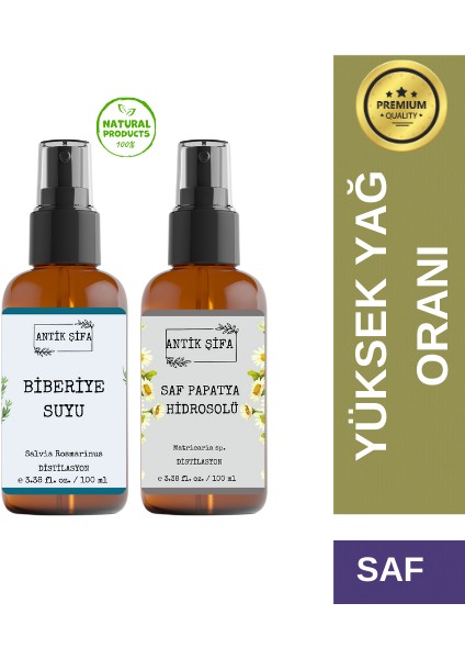 Biberiye Suyu ve Papatya Suyu Seti -Gerginlik Hidrosolü Seti (2X100ML)