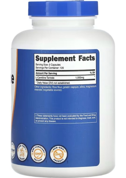 Nutricost L-Carnitine Tartrate 1 000 Mg 240 Capsul Usa Menşei.Tr Tek Yetkili SATICISI OZELSPORCUGIDALARI'DIR fiyatları