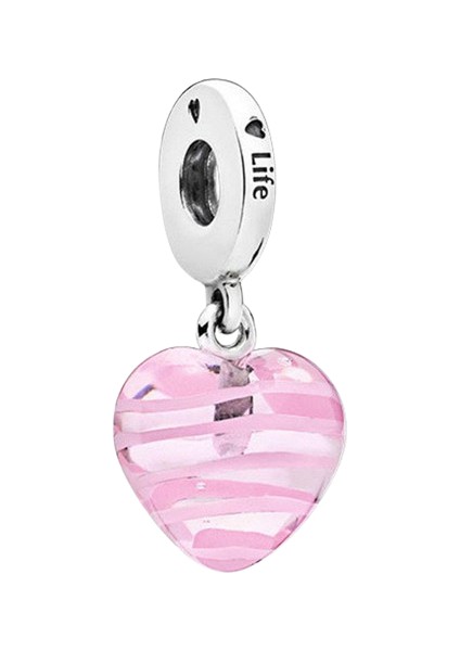 Pembe Sallantılı Kalp Charm