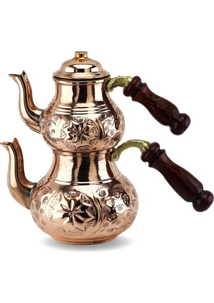 Bakır Çaydanlık Çiçek Işlemeli Küçük 1.4 Lt