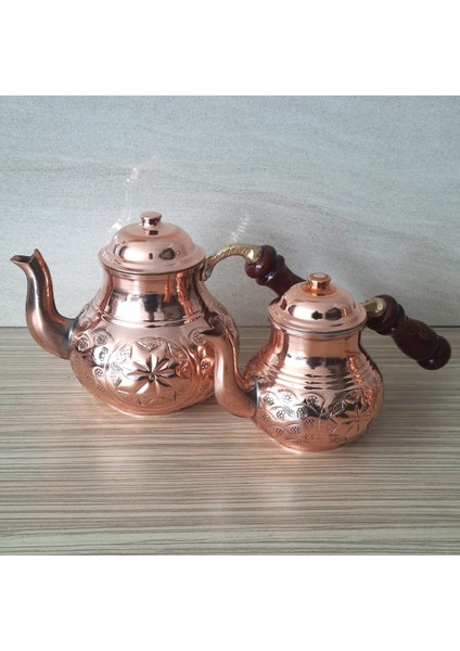 Bakır Çaydanlık Çiçek Işlemeli Küçük 1.4 Lt
