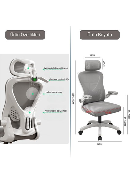 Karr Office Ofis Sandalyesi | Ergonomik Çalışma Sandalyesi | Ofis Koltuğu | 4-D Boyun Desteği | Ayarlanabilir Bel Desteği