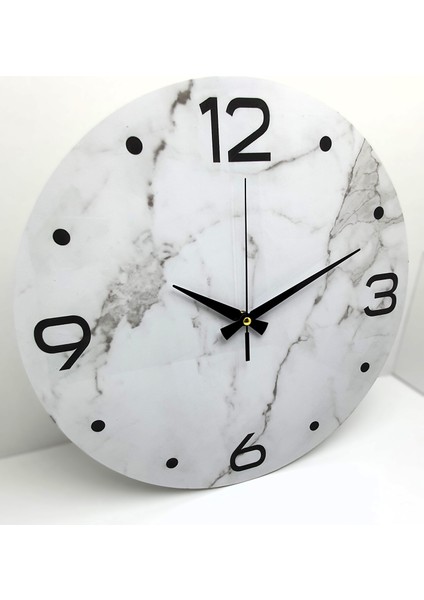 Mermer Desenli Yuvarlak Duvar Saati modelleri