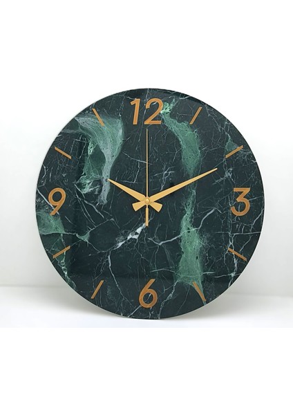 Mermer Desenli Yuvarlak Duvar Saati