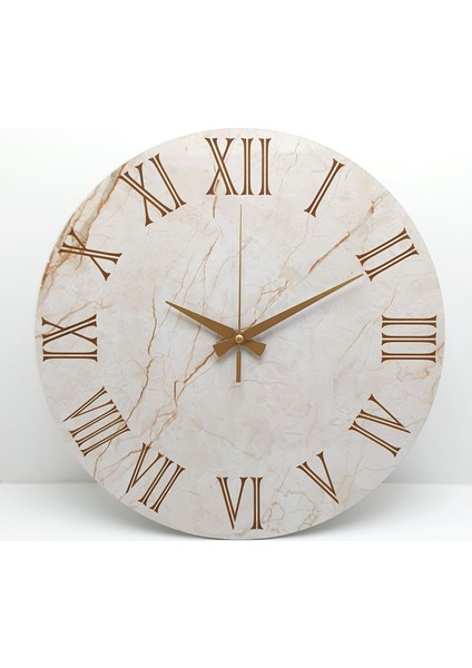Mermer Desenli Yuvarlak Duvar Saati