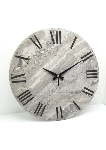 Mermer Desenli Yuvarlak Duvar Saati modelleri