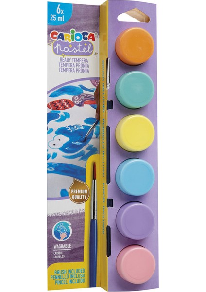 Tempera Yıkanabilir Fırçalı Pastel Parmak Boya 25*6 Renk Karışık