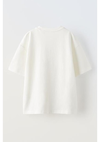 Unisex Beyaz Oversize Pamuk Prenses Rapunzel Baskılı Örme T-Shirt