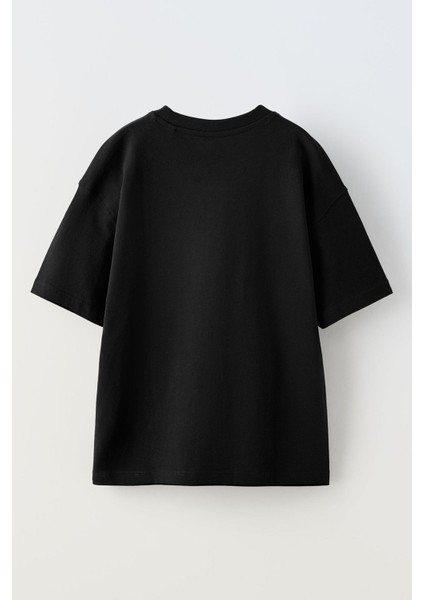 Unisex Siyah Oversize Pamuk Yüzen Japon Balıkları Baskılı Örme T-Shirt fiyatları