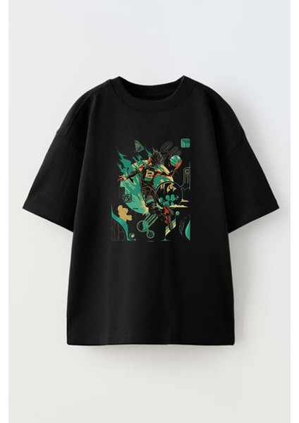 Unisex Siyah Oversize Pamuk Top Oynayan Adam Karnaval Dünya Kupası Baskılı Örme T-Shirt
