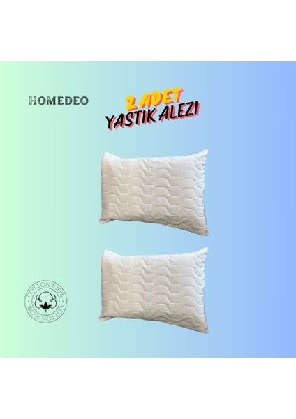 2 Parça %100 Pamuk, Kapitoneli Yastık Alezi