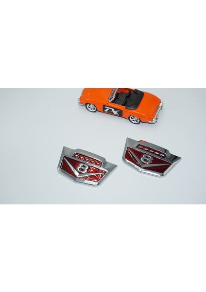 V8 Çamurluk Yanı Yeni Versiyon Krom Metal Logo Amblem Seti fiyatları