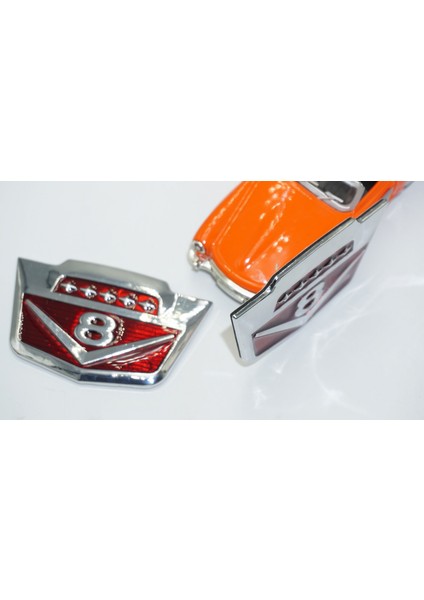 V8 Çamurluk Yanı Yeni Versiyon Krom Metal Logo Amblem Seti modelleri