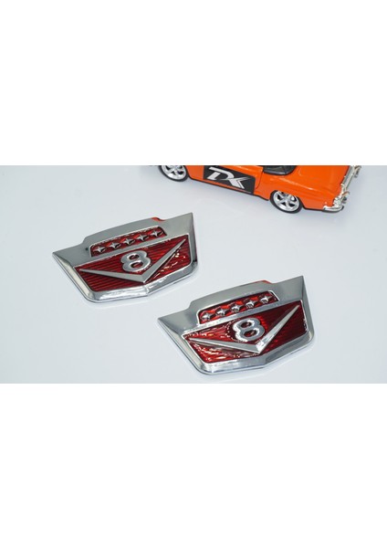 V8 Çamurluk Yanı Yeni Versiyon Krom Metal Logo Amblem Seti indirimleri