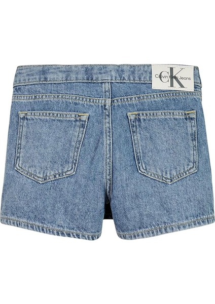 Calvin Klein Normal Bel Normal Mavi Kadın Şort Mıd Marble Blue Lw Denım Skort